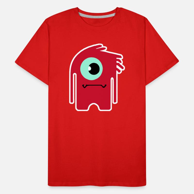 Monstre Cyclope Rouge | Extraterrestre Chibi drôle T-shirt bio Premium Homme