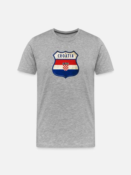 Croatia flag coat of arms design - Men's Premium Organic T-Shirt - heather grey