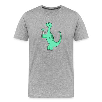 Dinosaure avec bébé dinosaure - T-shirt bio Premium Homme - gris chiné - Devant - Damien (186cm)
