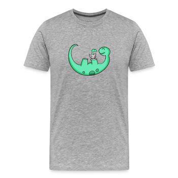 Dinosaurier mit Baby Dinosaurier - Männer Premium Bio T-Shirt - Grau meliert - Vorne - Damien (186cm)