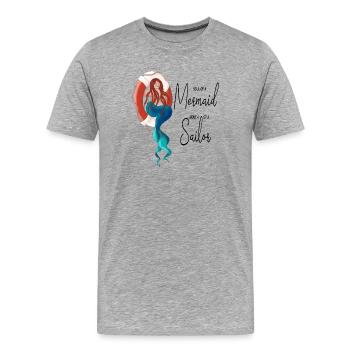 Meeresjungfrau mit Rettungsring - Männer Premium Bio T-Shirt - Grau meliert - Vorne - Damien (186cm)