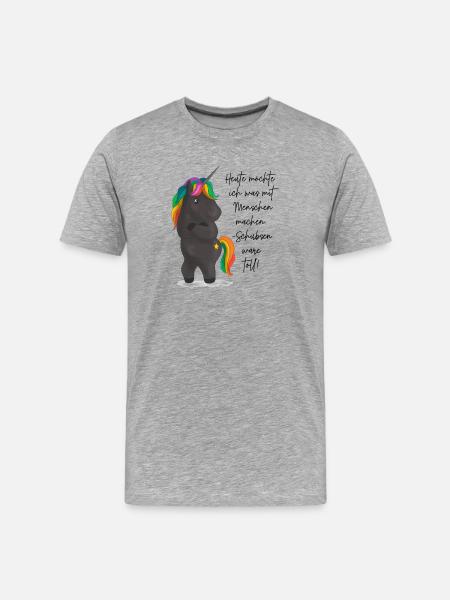 Einhorndrache mit Regenbogenmähne - Männer Premium Bio T-Shirt - Grau meliert