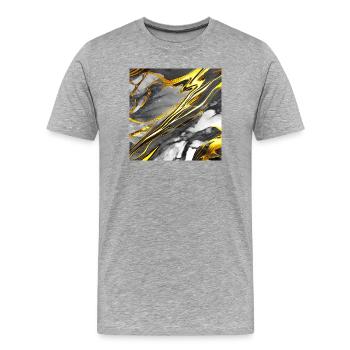 Marmor Schwarz Gold Textur - Männer Premium Bio T-Shirt - Grau meliert - Vorne - Damien (186cm)