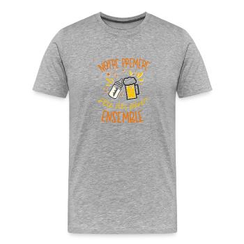 premiere fete des peres ensemble - T-shirt bio Premium Homme - gris chiné - Devant - Damien (186cm)