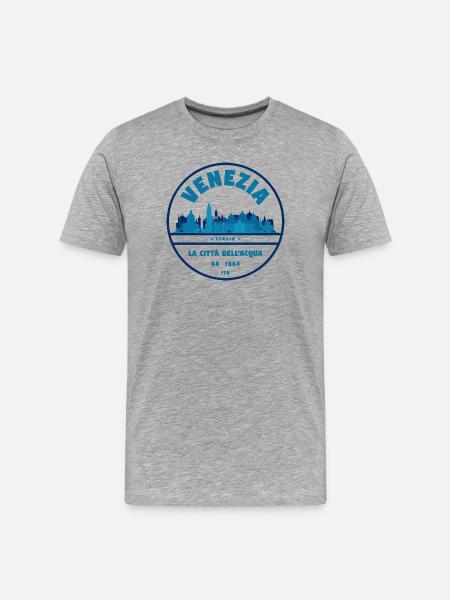 Venezia Skyline Stamp - Men's Premium Organic T-Shirt - heather grey