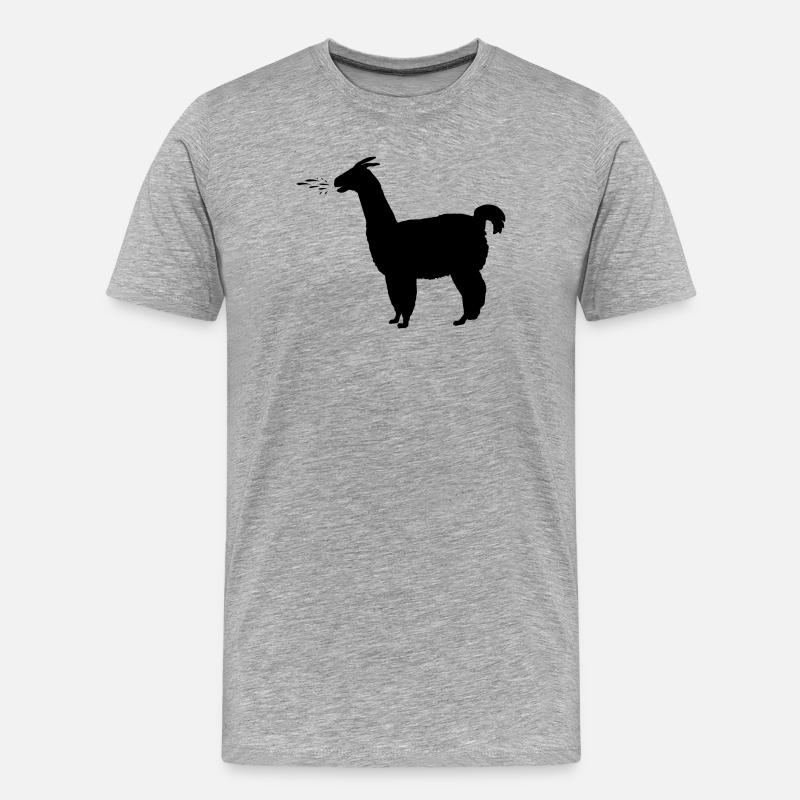 Lama spuckt - Männer Premium Bio T-Shirt - Grau meliert