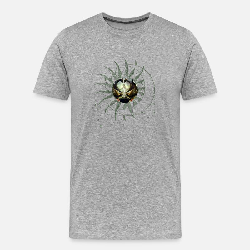 Wunderbare Fee am Drachentor - Männer Premium Bio T-Shirt - Grau meliert