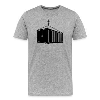 Conteneur maritime sur logo de grue à crochet - T-shirt bio Premium Homme - gris chiné - Devant - Damien (186cm)