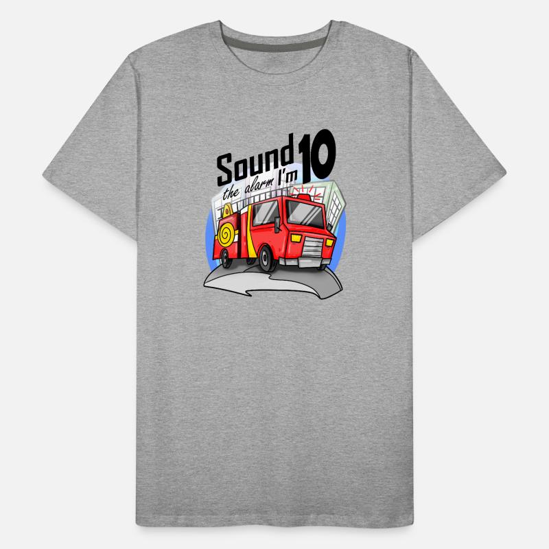 10 years old Young fire brigade fire engine car Men's Premium Organic T-Shirt
