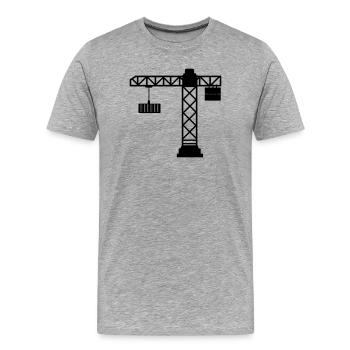 Grue avec conteneur maritime - T-shirt bio Premium Homme - gris chiné - Devant - Damien (186cm)