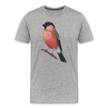 Eurasian Bullfinch Watercolour Illustration - Men's Premium Organic T-Shirt - heather grey - Front - Damien (186cm)