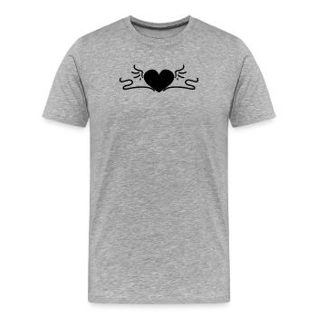 Heart Black - Men's Premium Organic T-Shirt - heather grey - Front - Damien (186cm)