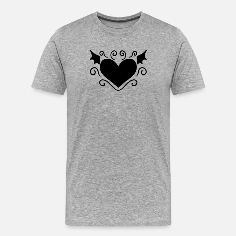 Herz Schwarz - Männer Premium Bio T-Shirt - Grau meliert