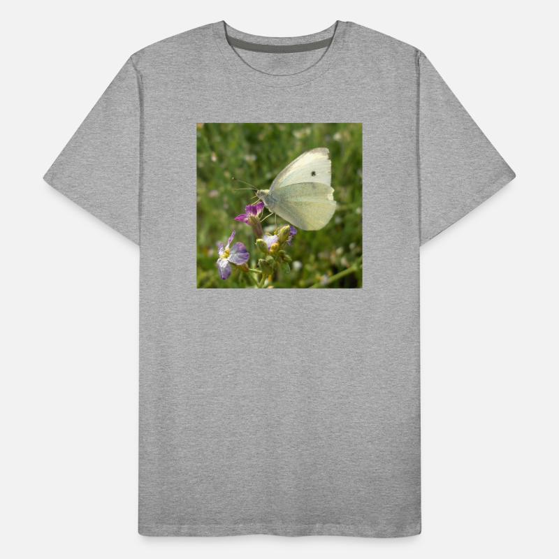 Papillon blanc sur fleur rose T-shirt bio Premium Homme