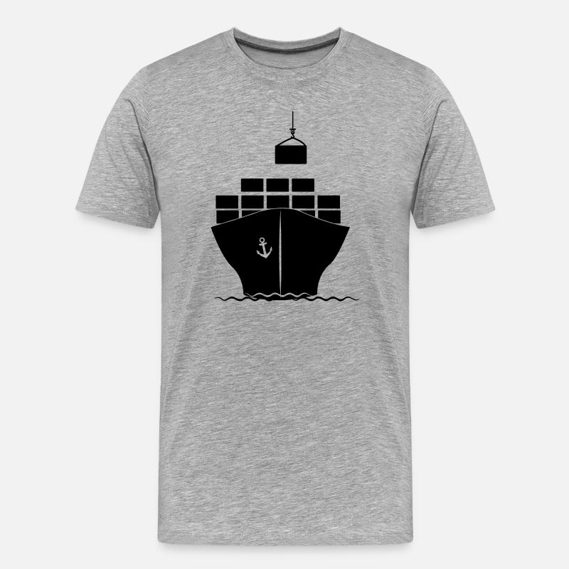 Sea container boat with crane loading - Men's Premium Organic T-Shirt - heather grey
