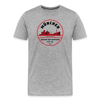 Emblème de la capitale de la bière de Munich - T-shirt bio Premium Homme - gris chiné - Devant - Damien (186cm)
