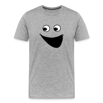 Happy Face Smile Cartoon Positives Lachen - Männer Premium Bio T-Shirt - Grau meliert - Vorne - Damien (186cm)