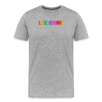 Lgbt Lesbisch Statement Regenbogen Homosexuell - Männer Premium Bio T-Shirt - Grau meliert - Vorne - Damien (186cm)