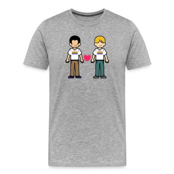 Gleichgeschlechtliche Partnerschaft Lgbt Herz - Männer Premium Bio T-Shirt - Grau meliert - Vorne - Damien (186cm)