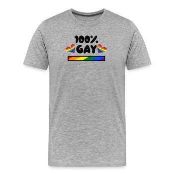 Gay Pride Heart Rainbow Lgbt Déclaration Homo - T-shirt bio Premium Homme - gris chiné - Devant - Damien (186cm)
