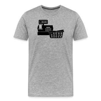 Cash register for supermarket logo with shopping cart - Men's Premium Organic T-Shirt - heather grey - Front - Damien (186cm)