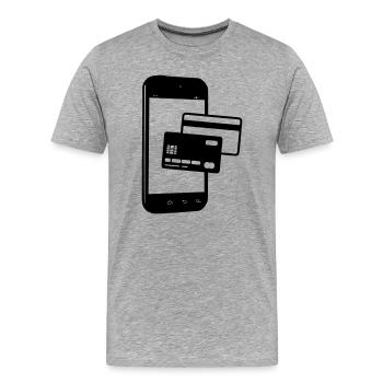 Téléphone avec carte de crédit carte NIP Visa - T-shirt bio Premium Homme - gris chiné - Devant - Damien (186cm)