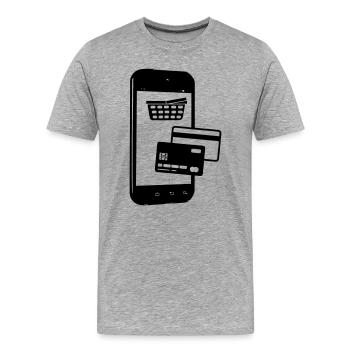 Phone with shopping cart and Credit card - Men's Premium Organic T-Shirt - heather grey - Front - Damien (186cm)