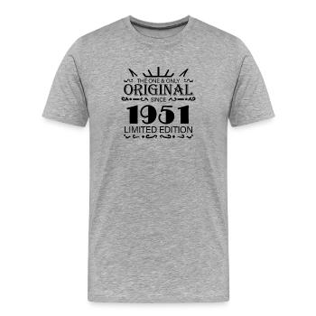 1951 - Baujahr 1951 - Jahrgang 1951 - Männer Premium Bio T-Shirt - Grau meliert - Vorne - Damien (186cm)