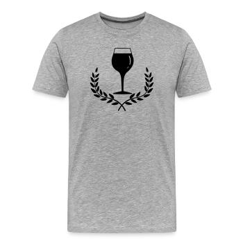 Weinglas mit Lorbeerkranz - Männer Premium Bio T-Shirt - Grau meliert - Vorne - Damien (186cm)