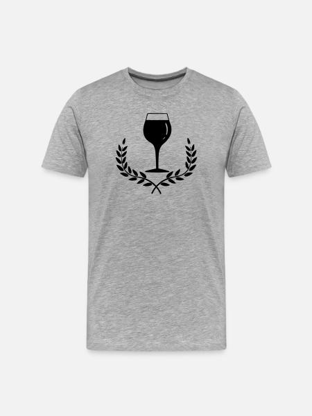 Wine glass with laurel wreath - Men's Premium Organic T-Shirt - heather grey