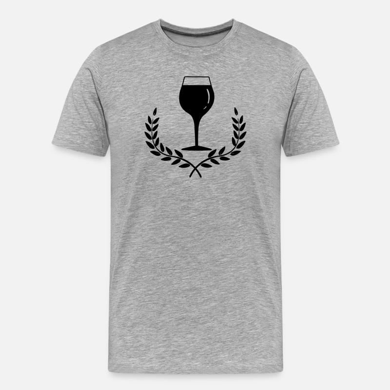 Weinglas mit Lorbeerkranz - Männer Premium Bio T-Shirt - Grau meliert