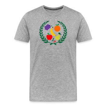 Fruit en couronne de laurier - T-shirt bio Premium Homme - gris chiné - Devant - Damien (186cm)