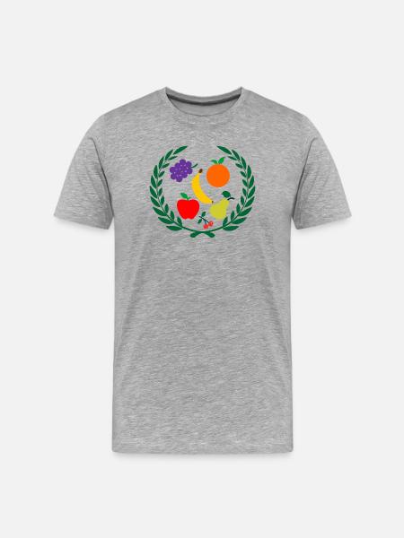 Frucht im Lorbeerkranz - Männer Premium Bio T-Shirt - Grau meliert
