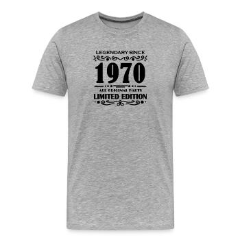 Baujahr 1970 - Männer Premium Bio T-Shirt - Grau meliert - Vorne - Damien (186cm)