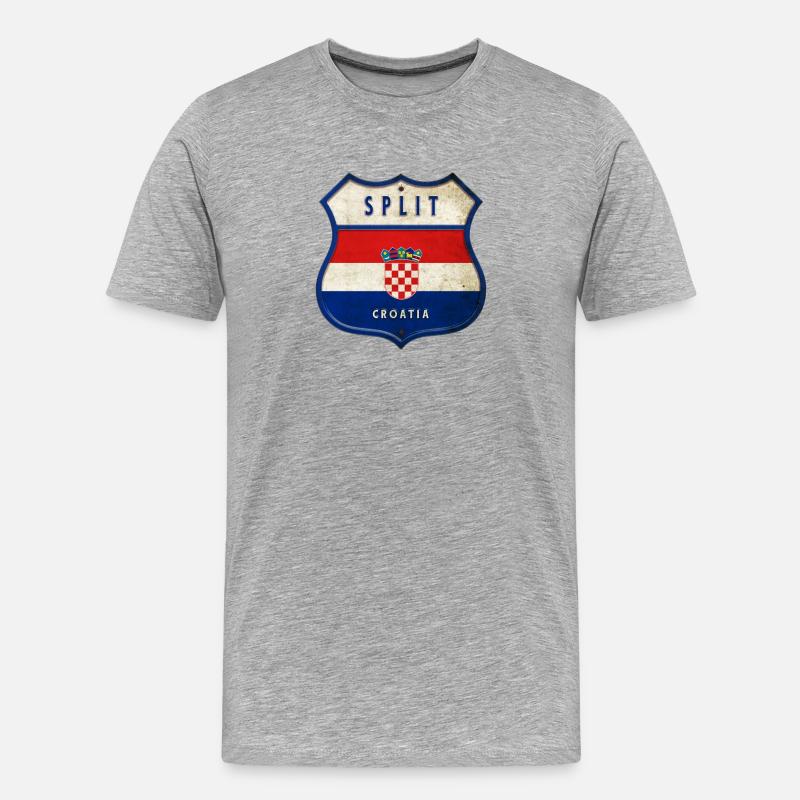 Split Kroatien Flaggen Wappen Design - Männer Premium Bio T-Shirt - Grau meliert