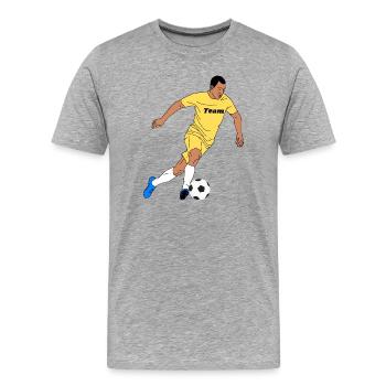 Yellow Team Player Motif - Men's Premium Organic T-Shirt - heather grey - Front - Damien (186cm)
