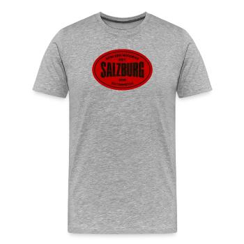 Rouge du timbre vintage de Salzbourg - T-shirt bio Premium Homme - gris chiné - Devant - Damien (186cm)