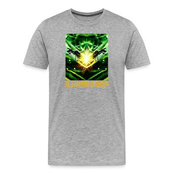 Motif d’illumination verte - T-shirt bio Premium Homme - gris chiné - Devant - Damien (186cm)
