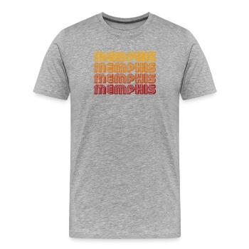 Memphis Gradient Block Pattern - Männer Premium Bio T-Shirt - Grau meliert - Vorne - Damien (186cm)
