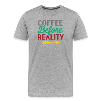 Le café avant la réalité - T-shirt bio Premium Homme - gris chiné - Devant - Damien (186cm)