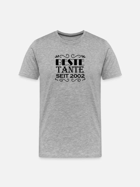 Beste Tante seit 2002 - Männer Premium Bio T-Shirt - Grau meliert