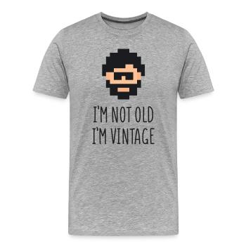 Je ne suis pas vieux je suis vintage - T-shirt bio Premium Homme - gris chiné - Devant - Damien (186cm)