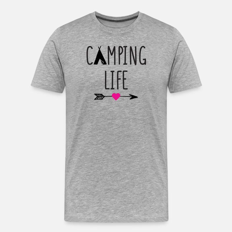 Campingleben - Männer Premium Bio T-Shirt - Grau meliert