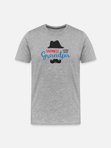 Happines wird Opa genannt - Männer Premium Bio T-Shirt - Grau meliert