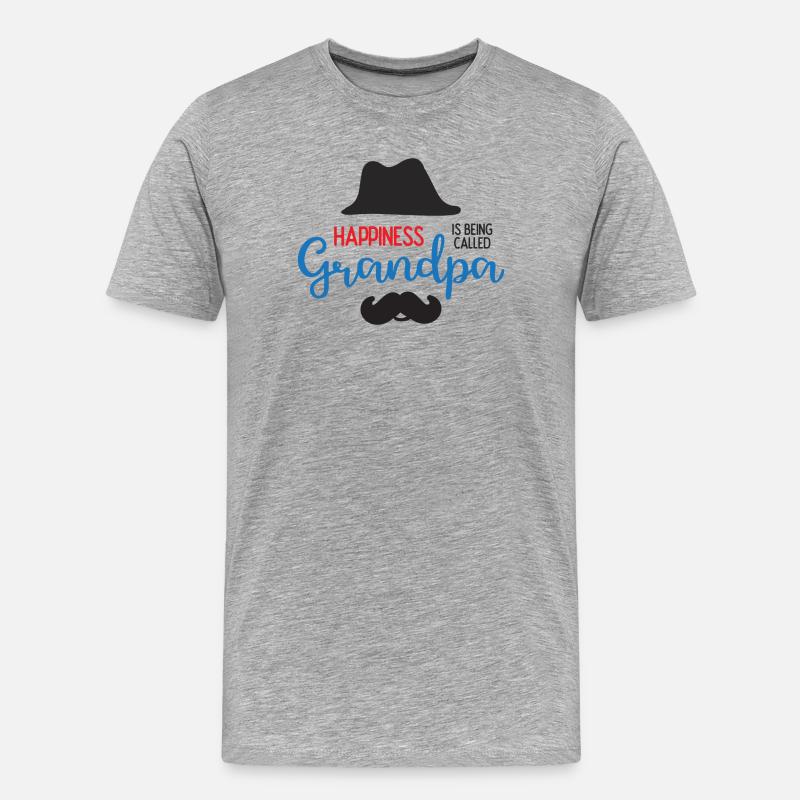 Happines wird Opa genannt - Männer Premium Bio T-Shirt - Grau meliert