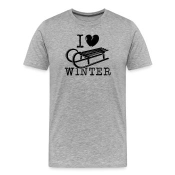 i love snow winter heart love illustration icon - Men's Premium Organic T-Shirt - heather grey - Front - Damien (186cm)