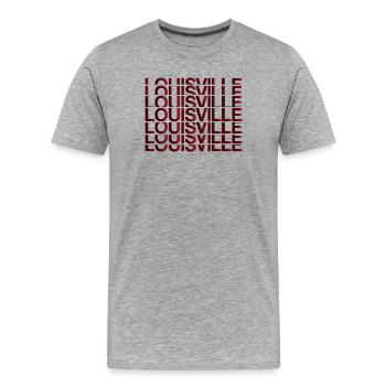 Police de caractères néon à grille de Louisville - T-shirt bio Premium Homme - gris chiné - Devant - Damien (186cm)