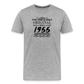 1955 - Année de construction 1955 - Né en 1955 - T-shirt bio Premium Homme - gris chiné - Devant - Damien (186cm)