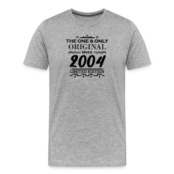 2004 - Baujahr 2004 - Jahrgang 2004 - Männer Premium Bio T-Shirt - Grau meliert - Vorne - Damien (186cm)