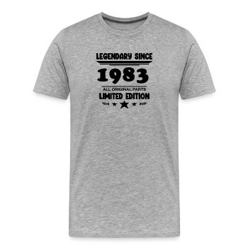 1983 - Männer Premium Bio T-Shirt - Grau meliert - Vorne - Damien (186cm)